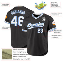 Load image into Gallery viewer, Custom Black White-Light Blue Authentic Throwback Baseball Jersey
