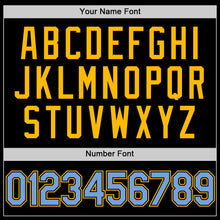 Load image into Gallery viewer, Custom Black Light Blue-Gold Authentic Throwback Baseball Jersey
