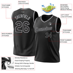 Custom Black Gray Authentic Throwback Basketball Jersey