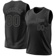 Load image into Gallery viewer, Custom Black Steel Gray Authentic Throwback Basketball Jersey
