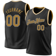 Load image into Gallery viewer, Custom Black Old Gold-White Authentic Throwback Basketball Jersey
