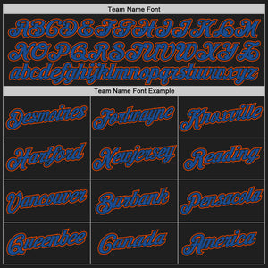 Custom Black Blue-Orange Authentic Throwback Basketball Jersey