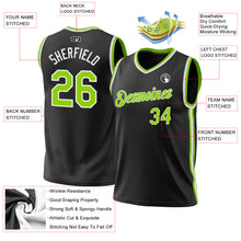 Load image into Gallery viewer, Custom Black Neon Green-White Authentic Throwback Basketball Jersey
