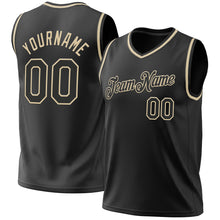 Load image into Gallery viewer, Custom Black Cream Authentic Throwback Basketball Jersey
