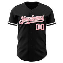 Load image into Gallery viewer, Custom Black Medium Pink-White Authentic Baseball Jersey
