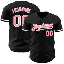 Load image into Gallery viewer, Custom Black Medium Pink-White Authentic Baseball Jersey
