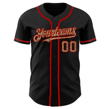 Load image into Gallery viewer, Custom Black Camo-Red Authentic Baseball Jersey
