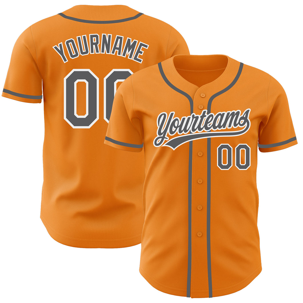 Custom Bay Orange Steel Gray-White Authentic Baseball Jersey