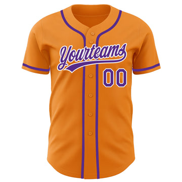 Custom Bay Orange Purple-White Authentic Baseball Jersey