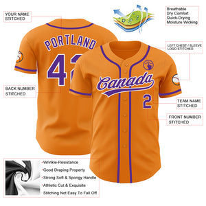 Custom Bay Orange Purple-White Authentic Baseball Jersey