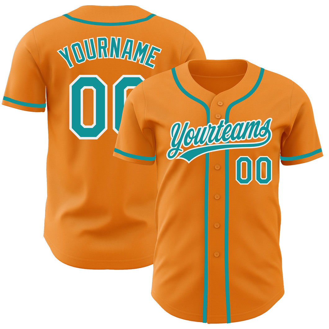 Custom Bay Orange Teal-White Authentic Baseball Jersey