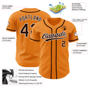 Custom Bay Orange Brown-White Authentic Baseball Jersey