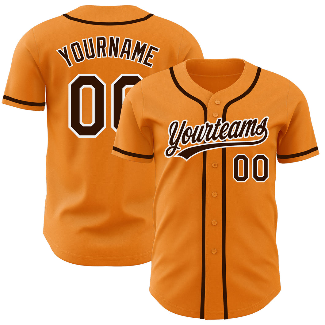 Custom Bay Orange Brown-White Authentic Baseball Jersey