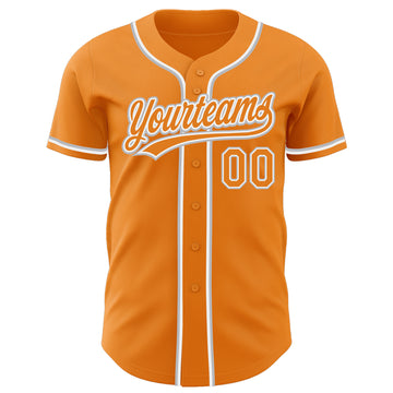 Custom Bay Orange White-Gray Authentic Baseball Jersey