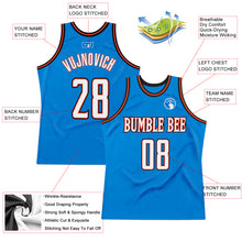Load image into Gallery viewer, Custom Blue White-Orange Authentic Throwback Basketball Jersey
