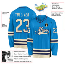 Load image into Gallery viewer, Custom Blue Cream-Navy Hockey Jersey
