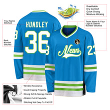 Load image into Gallery viewer, Custom Blue White-Neon Green Hockey Jersey
