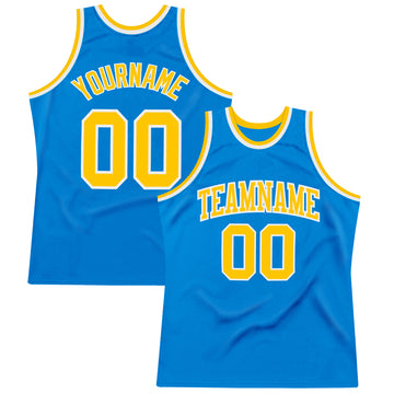 Custom Blue Gold-White Authentic Throwback Basketball Jersey