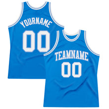 Load image into Gallery viewer, Custom Blue White-Light Blue Authentic Throwback Basketball Jersey
