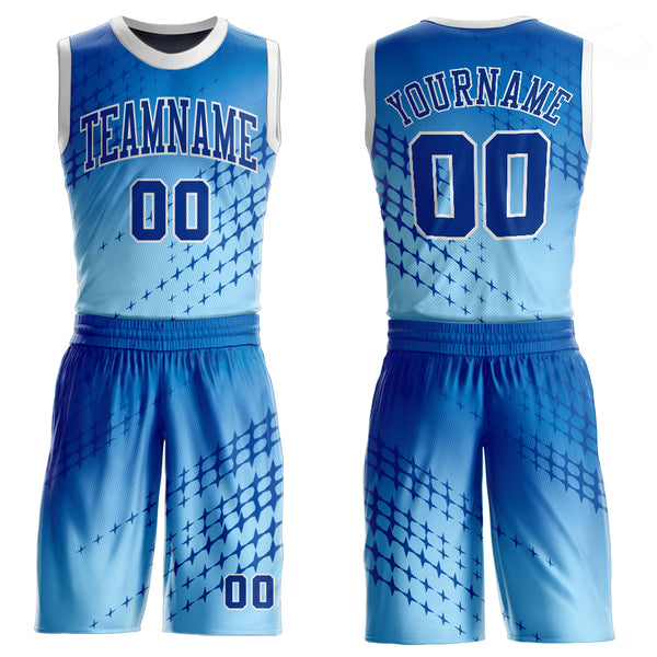 Custom Team Light Blue Basketball Authentic Neon Green Throwback