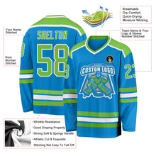 Load image into Gallery viewer, Custom Blue Neon Green-White Hockey Jersey
