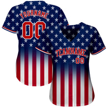 Load image into Gallery viewer, Custom Blue Red-White 3D American Flag Fashion Authentic Baseball Jersey
