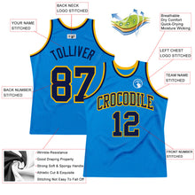 Load image into Gallery viewer, Custom Blue Navy-Gold Authentic Throwback Basketball Jersey
