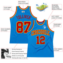 Load image into Gallery viewer, Custom Blue Red-Gold Authentic Throwback Basketball Jersey
