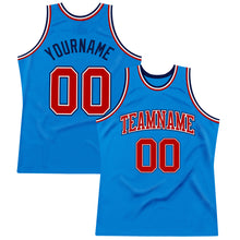 Load image into Gallery viewer, Custom Blue Red-Navy Authentic Throwback Basketball Jersey

