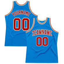 Load image into Gallery viewer, Custom Blue Red-Cream Authentic Throwback Basketball Jersey

