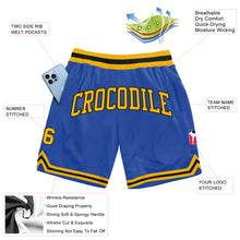 Load image into Gallery viewer, Custom Blue Gold-Black Authentic Throwback Basketball Shorts
