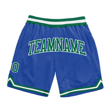 Load image into Gallery viewer, Custom Blue Kelly Green-White Authentic Throwback Basketball Shorts
