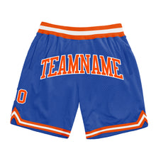 Load image into Gallery viewer, Custom Blue Orange-White Authentic Throwback Basketball Shorts
