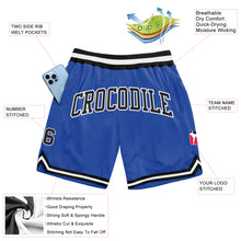 Load image into Gallery viewer, Custom Blue Black-White Authentic Throwback Basketball Shorts
