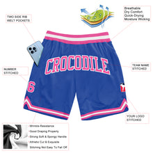 Load image into Gallery viewer, Custom Blue Pink-White Authentic Throwback Basketball Shorts
