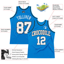 Load image into Gallery viewer, Custom Blue White Gray-Black Authentic Throwback Basketball Jersey
