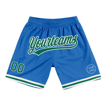 Load image into Gallery viewer, Custom Blue Kelly Green-White Authentic Throwback Basketball Shorts
