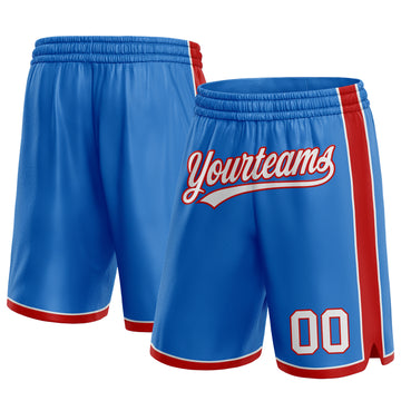 Custom Blue White-Red Authentic Basketball Shorts