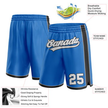 Custom Blue White Black-Gray Authentic Basketball Shorts