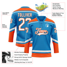 Load image into Gallery viewer, Custom Blue White-Orange Hockey Lace Neck Jersey
