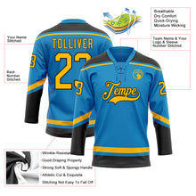 Load image into Gallery viewer, Custom Blue Gold-Black Hockey Lace Neck Jersey

