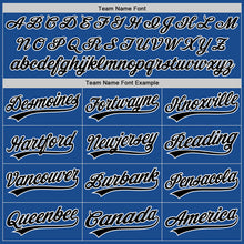 Load image into Gallery viewer, Custom Blue Black-White Authentic Throwback Baseball Jersey
