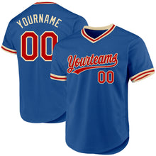 Load image into Gallery viewer, Custom Blue Red-Cream Authentic Throwback Baseball Jersey
