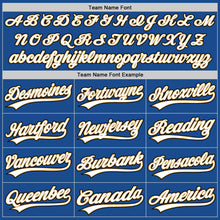 Load image into Gallery viewer, Custom Blue Old Gold-Black Authentic Throwback Baseball Jersey
