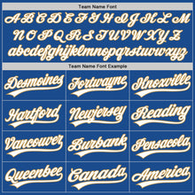 Load image into Gallery viewer, Custom Blue White-Old Gold Authentic Throwback Baseball Jersey
