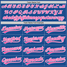 Load image into Gallery viewer, Custom Blue Pink-White Authentic Throwback Baseball Jersey
