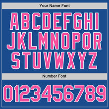 Load image into Gallery viewer, Custom Blue Pink-White Authentic Throwback Baseball Jersey
