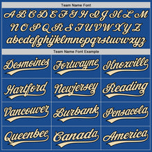Load image into Gallery viewer, Custom Blue Black-Cream Authentic Throwback Baseball Jersey
