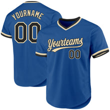 Load image into Gallery viewer, Custom Blue Black-Cream Authentic Throwback Baseball Jersey
