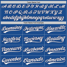 Load image into Gallery viewer, Custom Blue White-Navy Authentic Throwback Baseball Jersey
